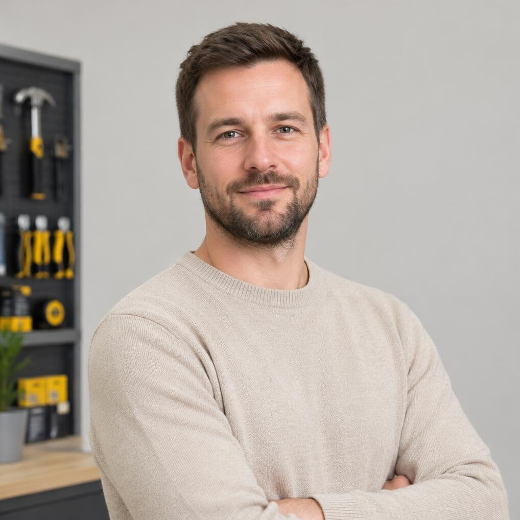 Man with short beard in casual sweater portrait